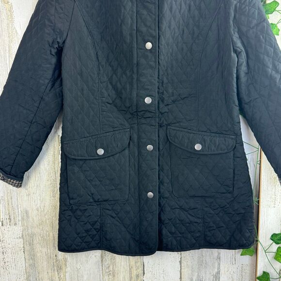 J Jill Quilted Coat Jacket Full Zip Snap Brown Houndstooth Lining Size XS - Picture 4 of 9